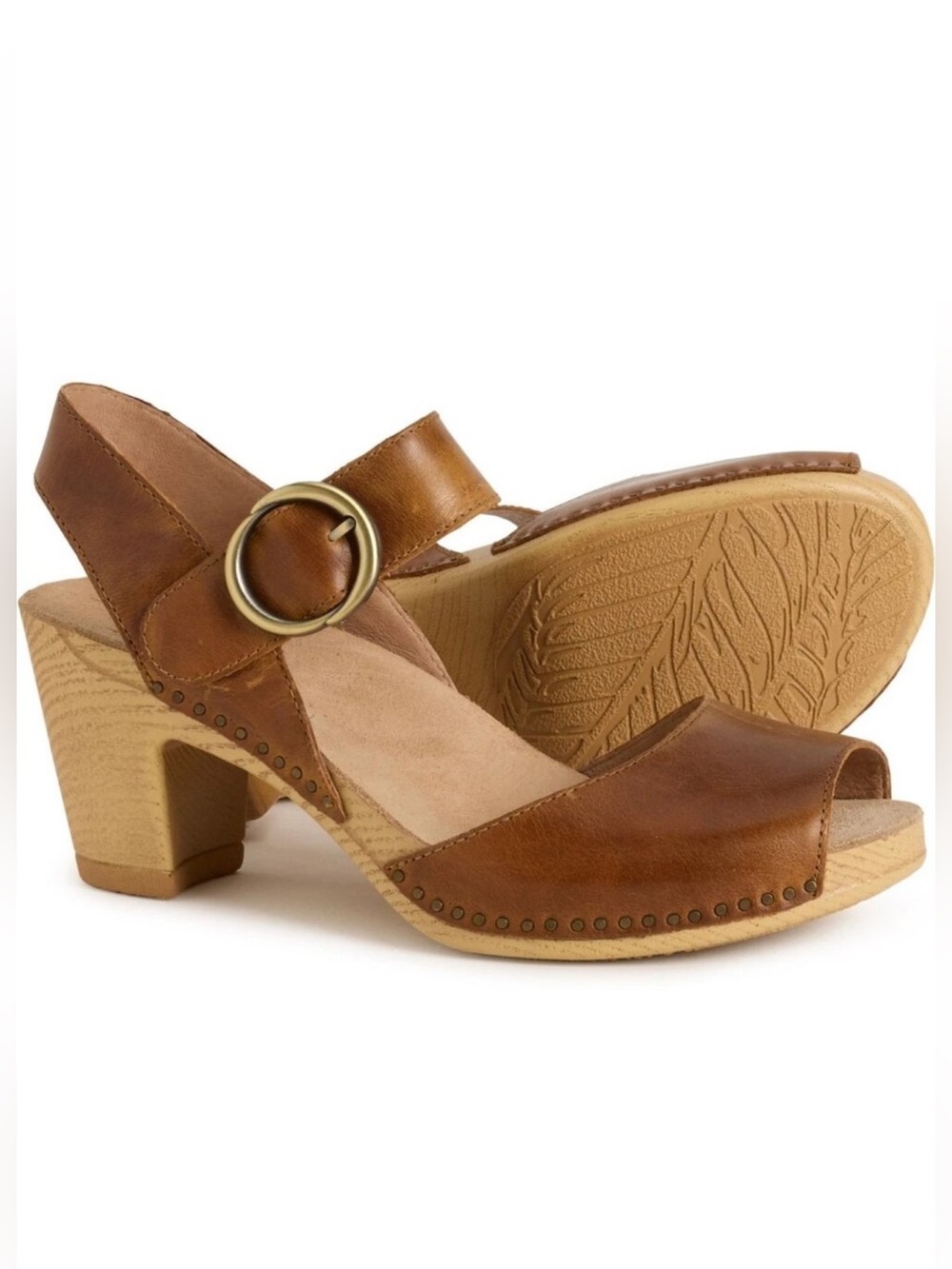 NWT Dansko Tamra Leather Heeled Sandals Tan Brown Sz 39 US 9 No Box